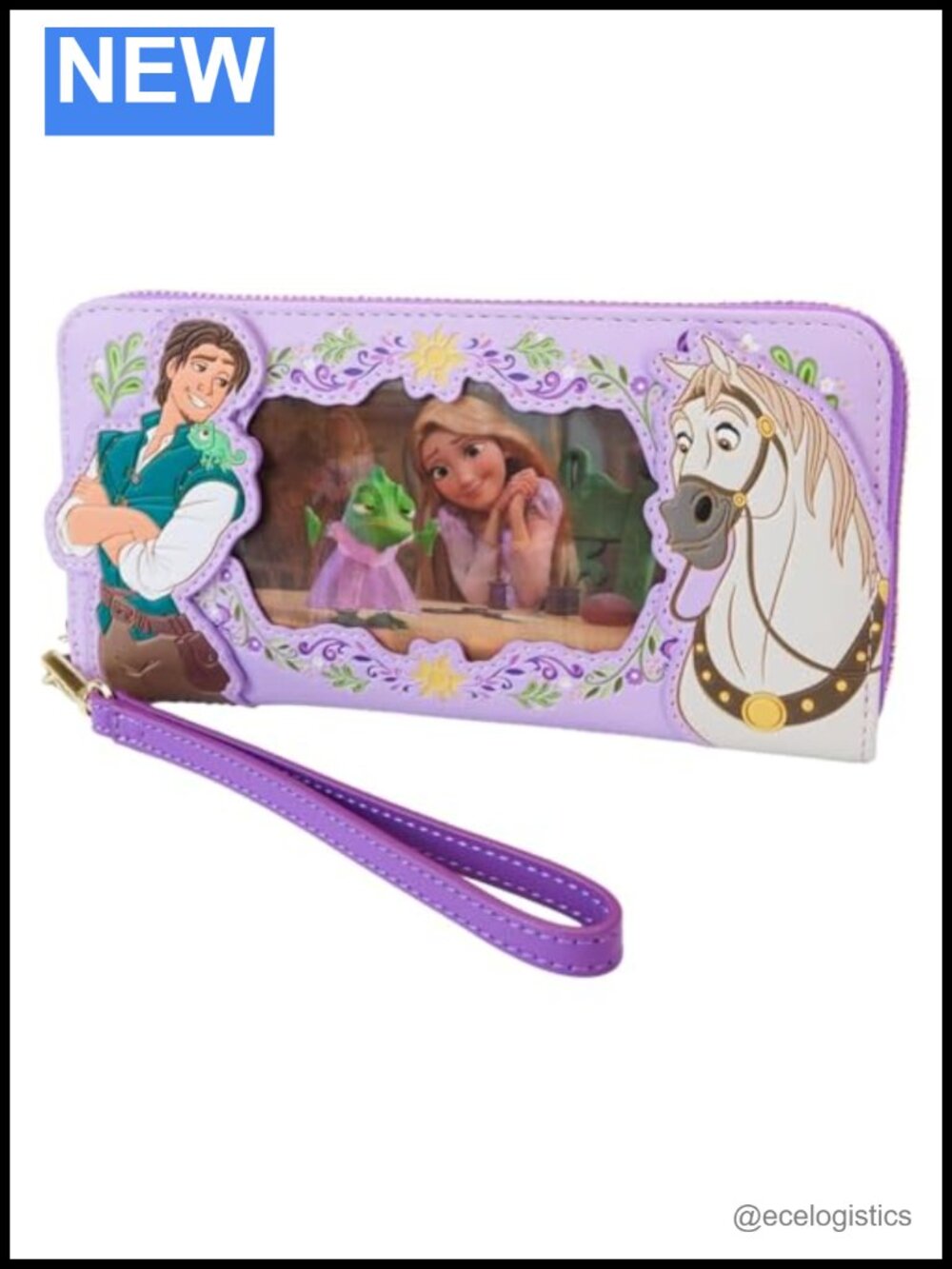 Loungefly Tangled Rapunzel Lenticular Wristlet Wallet Faux Leather Zip Around